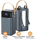 УМБ Павербанк Remax RPP-566 80000 mAh 22.5W Lesu II Series внешний аккумулятор с быстрой зарядкой и 2 встроенными кабелями Type-C/Lightning Серый