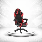 Компьютерное кресло Infini Core Red Energy Black с подставкой для ног, Эргономичное тканевое черно-красное кресло
