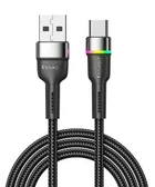 Кабель ESSAGER Colorful LED USB 2.0 to USB-C 3A Fast Charging 1m Black (EXCT-XCD01)