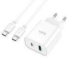Сітчасте зарядне пристрій з кабелем HOCO C80A Plus Rapido PD20W+QC3. 0 charger set(Type-C to Type-C) білий
