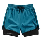 Двойные спортивные шорты с тайтсами OutlendShorts, синие, размер L-XL