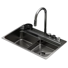 Мийка Zerix ZH7548-SET-03 Nano-Black з вбудованим змішувачем із неіржавкої сталі (ZM5577)
