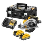 Пилка дискова акумуляторна DeWALT, 18В PowerStack 3.5 Аг, безщіткова, діаметр диска 165х20 мм, 4950 об/хв, вага 2.8 кг, 2