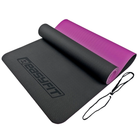 Килимок для йоги та фітнесу EasyFit TPE+TC 6 мм двошаровий чорний-фіолетовий