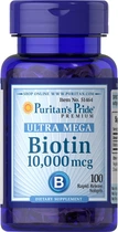 Біотин, Biotin, Puritan's Pride, 10.000 мкг, 100 гелевих капсул (PTP-51464)