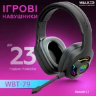 Навушники блютуз ігрові бездротові накладні для ПК ноутбука планшета телефона айфона Bluetooth iPhone гарнітура геймерська для айфон андроїд з мікрофоном rgb подсвідка WALKER WBT-79 чорні