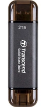 Портативный SSD 2TB USB 3.1 Gen 2 Type-A + Type-C ESD310 Черный Transcend 000339149