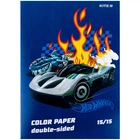Папір кольоровий двосторонній Kite Hot Wheels А4 15 аркушів HW24-250