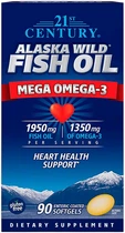 Омега 3 21st Century Alaska Wild Fish Oil Mega Omega 3 1950 мг / 1350 мг 90 капсул