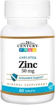 Цинк 21st Century Zinc Chelated 50мг 60 таблеток