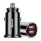 Автомобільний зарядний пристрій Baseus Circular Plastic A+A QC3.0 5A 30W Black CCALL-YD01