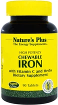 Залізо + Вітамін C Nature's Plus Chewable Iron 90 жувальних таблеток (97467034211)