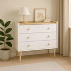 Комод LofTerno Head 3 скандинавский Asgard 820x795x400 Белый диамант/Дуб крафт золотой