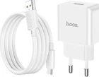 Універсальна зарядка для телефона Hoco C106A Leisur 10.5 Вт/2.1 A кабель MicroUSB 1 порт USB блок живлення з дротом Білий