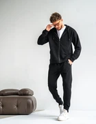 Чоловічий спортивний костюм на блискавці демісезонний Teamv Oversize ZIP чорний XL