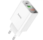 Зарядний пристрій Hoco C100A USB QC3.0 / Type-C (PD) 20W швидка зарядка з дисплеєм - White