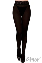 Колготки плотные с кружевным поясом Annes Sensual 100 3/4 Nero