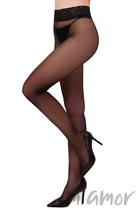 Колготки тонкие прозрачные с кружевным поясом Annes Sensual 30 4 Черные
