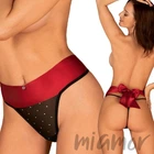 Високі трусики-стрінги з бантом Obsessive Tienesy L/XL Чорні