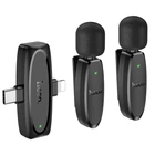 Беспроводной петличный микрофон Hoco L15 Dual-Mic Lavalier 2-в-1 Type-C / Lightning для смартфона, черный (785065)