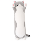 Мягкая плюшевая игрушка Длинный Кот Батон котейка-подушка 50 см. Цвет: серый