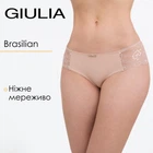 Женские трусы-бразилианы декорированы кружевом Giulia (L5118B0-M) L Beige-Бежевый, трусики из микрофибры, комфортное белье