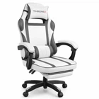 Геймерське крісло ThroneX Graphite White з масажною подушкою та підніжкою, до 130 кг