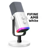 Мікрофон Конденсаторний FIFINE Ampligame AM8 White USB/XLR – Професійний Ігровий із RGB Підсвічуванням та Сенсорною Кнопкою для Відключення Звуку для ПК PS5 PS4