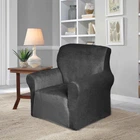 Чехол на кресло универсальный велюровый темно-серый Love You