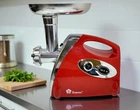 Мясорубка электрическая Domotec с соковыжималкой 2800 Вт, с функцией реверса и сменными насадками, Красная (9ІО2)