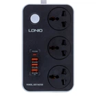 Подовжувач мережевий LDNIO SC3412 роз'єм Type-C, 3 розетки PD 20вт/QC 3.0 3USB кабель 2m Black-Grey