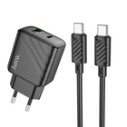 Сітковий зарядний пристрій Hoco CS23A 1USB/1USB-C PD/QC 30W+Type-C to Type-C Колір Чорний