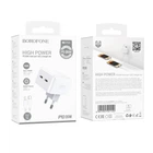 Мережевий зарядний пристрій Borofone BA76A SOURCE 35W PD/QC 2xUSB-C,сила струму: 3А кабель Type-C to Lightning White