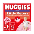 Детские подгузники-трусики Huggies Little Movers Pants для девочек размер 5 (12-17 кг) 68 шт