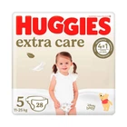 Дитячі підгузки Huggies Extra Care розмір 5 (11-25 кг), 28 шт Дитячі одноразові підгузники з індикатором вологи та миттєвим поглинанням Памперси для дітей