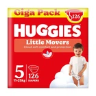 Дитячі підгузки Huggies Little Movers розмір 5 (11-25 кг), 126 шт Дитячі одноразові підгузники з захистом від протікань та сухістю до 12 годин Памперси для дітей