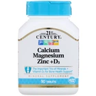 Кальцій магній цинк та вітамін D3 21st Century (Calcium Magnesium Zinc+D3) 90 таблеток CEN22263