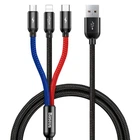 USB кабель Baseus Three Primary Colors 3-in-1 Cable USB For M+L+T 3.5A 1.2M Black CAMLT-BSY01