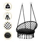 Подвесное плетеное кресло-качалка LEOBRO Boho XL 80 см Black с подушкой (LB-1105)