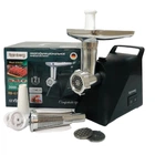 М'ясорубка електрична Rainberg RB-679 3000W з реверсом та насадкою для томатів, 3 решітки 3/5/7 мм, насадки для ковбас і кеббе, шнекова електром'ясорубка з соковижималкою