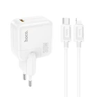 Сетевое зарядное устройство Hoco C112A Advantage PD / 30W ,с протоколами PPS, QC3.0/2.0, Type-C to Lightning Cable White
