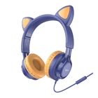 Наушники с кошачьими ушками Hoco W36 Cat ear накладные с микрофоном, 3.5мм штекер, кабель 1.2м Blue