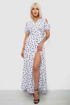 Платье женское на запах в горошек софт, цвет белый, XXL-XXXL, 257R358