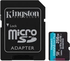 Карта пам'яті Kingston microSD 256GB C10 UHS-I U3 A2 V30 R200/W160MB/s + SD
