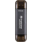 Портативний SSD Transcend 512GB USB 3.1 Gen 2 Type-A + Type-C ESD310 Чорний