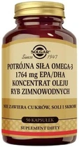 Тройная сила Omega-3 Solgar 1764 мг EPA/DHA концентрат масла холодноводных рыб 50 капсул (33984004665)