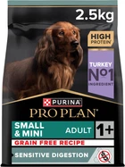 Сухой корм для взрослых собак Purina Pro Plan Small&Mini 1+ Sensitive Digestion беззерновой с индейкой