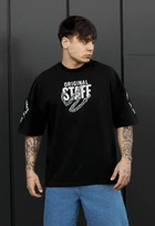 Футболка Чоловіча Стаф Чорна Однотонна Оверсайз Базова Staff Original Oversize L (385878)