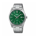 Чоловічий класичний годинник Casio MTP-VD03D-3A1 сріблястий з зеленим циферблатом