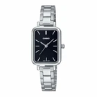 Жіночий класичний годинник Casio LTP-V009D-1E сріблястий з чорним циферблатом